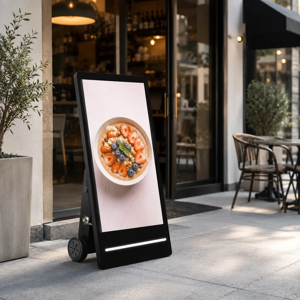 Commercial self-service kiosk display in a retail environment